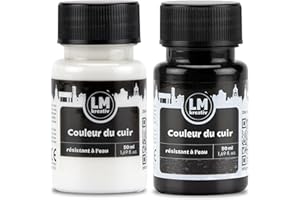 LM-Kreativ Lot de 2 teintures pour cuir - 50 ml - Noir et blanc - Peinture de qualité supérieure pour l'entretien du cuir et la réparation du cuir - Idéal pour baskets, chaussures et sacs - Pour