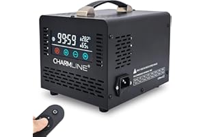 Charmline generatore di ozono smart 60.000 mg/h per eliminazione odori in stanze, auto, aree animali e cantine, macchina ozono con telecomando, generatore ozono per casa fino a 500 m²