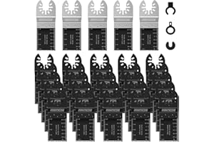FANTICDE Lot de 30 lames de scie oscillantes universelles à dégagement rapide pour bois, métal, plastique, compatible avec Bosch, Dremel, Makita, Fein Multimaster, Black Decker et plus encore