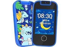 Dhapy Smartphone per bambini, touch screen MP3, con doppia fotocamera, ragazzi e ragazze, regali di compleanno, telefono educativo, giocattolo dai 3 4 5 6 7 8 anni con scheda SD da 8 GB, blu