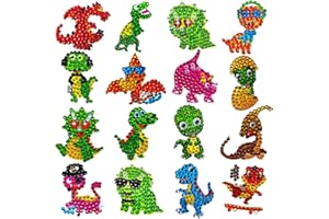 MEIEST Gem Diamond Painting Stickers Kit for Kids,5D Diamond Art Mosaic Stickers by Numbers Kits Crafts Set for Children, Boys and Girls,Creative Handmade Art Craft Decorations Gift(Dinosaur)