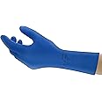 Ansell AlphaTec 87-245 Multipurpose Latex Gloves with Long Cuff, Chemical Protection and Food Safety, Reusable Kitchen Gloves, Household Cleaning and Dishwashing, Blue, Size S (1 Pair)