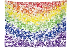 Ulticool - Arc-en-ciel Drapeau Décoration Coeurs - Tapisserie murale - 200x150 cm - Grande tapisserie - Poster Amour Cadeau Love You