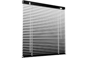 Victoria M. Store vénitien en Aluminium pour fenêtres et Portes - sans pré-perçage, Clips de Serrage Inclus - 40 x 130 cm Noir