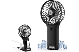 Bigqin Mini Ventilatore Ricaricabile Usb,Ventilatori Silenzioso Portatili A Batteria Regolabilli Su 4 Velociza Con Specchio E Cordino,Mini Ventilatore Potente Per Casa,Ufficio,Viaggi E All’Aperto