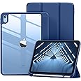 Vobafe Case for iPad A16 11th Generation 11 inch 2025/iPad 10th Generation 10.9 inch 2022, PC Clear Back Cover, Trifold Stand for iPad 11th/10th Gen with Pencil Holder, Auto Wake/Sleep, Navy Blue