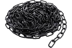 VIDETOL 12 Metres Stainless Steel Chain, 3mm Heavy Duty Chain Links, Black Galvanized Steel Lift for Fence Gate, Garage Doors and Bicycle Security Lock