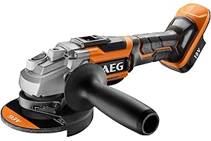 AEG - Meuleuse 18V Brushless 125 mm (Sans Batterie) - Moteur Haute Performance - Réglage du Carter en Fonte d'Aluminium Sans Outil - Grand Confort et Sécurité de Travail - BEWS18-125BL-0