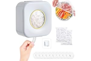 Jastown Aufbewahrungsbox für frischhaltefolie mit 100 Stück Frischhaltebeutel,frischhaltefolie mit gummizug spender,box für frischhaltefolie,Frischhaltefolie und Organizer-Set für die Küche (weiß)