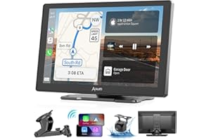 Alxum Wireless CarPlay Display & Android Auto Display, 9" HD Autoradio mit Bildschirm, WiFi, Carplay Android Auto mit Rückfahrkamera, Mirror Link, GPS Navigation, Sprachsteuerung, AUX, FM