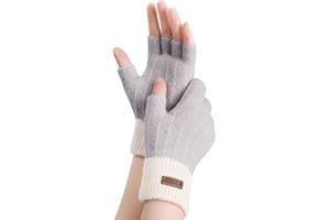 FCHUI Winter Fingerless Gloves - Women Warm Knit Half Fingers Mittens Thermal Fingerless Gloves Ladies Half Fingers for Running Sking