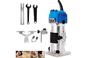 Towallmark Oberfräse 6,35 mm, Holzfräse Oberfräse Kantenfräse Multifräse 220V 800W, Trimmfräser 30000 U/min Holzlaminat Elektrischer Trimmer Kabel für Trimmen Schlitzkerben