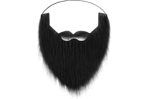 Lusofie Fake Beard Black Fake Moustache Novelty Fake Mustache Stick on Moustache False Moustache Fake Facial Hair with Adjustable Elastic Rope Fake Whisker Party Costume Christmas Halloween Supplies