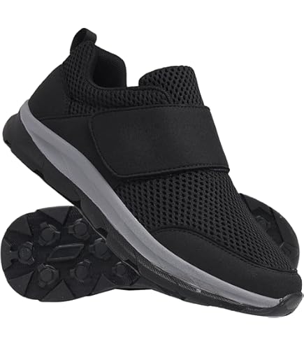 Scarpe Per Piedi Gonfi Uomo - Sneakers Traspiranti Con Lacci Regolabili, Nero