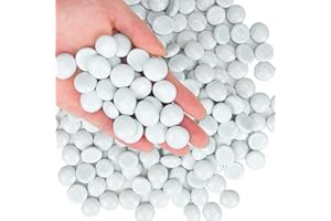 Hisredsun 290pcs White Glass Pebbles,1.35kg Flat Marble Beads,Vase Filler Stones Fire Glass Pebbles Artificial Crystal Gemstones Decorative Stones River Pebbles for Aquarium, Flowerpot, Landscaping