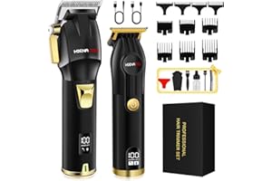 HIENA PRO Hair Clippers Men Cordless T Liners Hair Trimmer Set,Men Professional Rechargeable Barber Hair Cutting Kit with Led Display， Gifts for Men