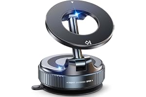 K007 Vacuum Suction Magnetic Bracket, 360° Adjustable Phone Mount with Suction Cup, Foldable Magnetic Car Phone Holder Compatible with iPhone 12-17