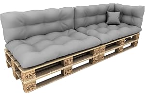 POKAR Palettenkissen Wasserdicht Palettenauflagen Palettenmöbel Palettensofa 6er Set: Sitzkissen 120x80 + Rückenlehne 120x40, Grau