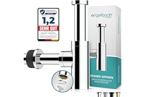 Engelbach® Design Siphon für Waschbecken & Waschtisch - Mit Reinigungsöffnung - Universal Abflussrohr 1 1/4" - Geruchsverschluss, Syphon inkl. Gummimanschette und Anleitung