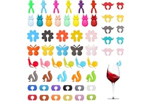 Scettar 57 Stück Glasmarkierer, glas markierung trinkgläser buntes glasmarker silikon Weinglasmarkierer wein marker weinglas marker für Champagnerglas Trinkglas Tassen