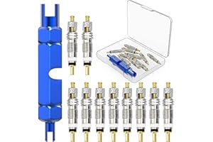 Flintronic Presta Valve Cores, 11PCS Bicycle Presta Valve Remover Tool Kit for Universal Road Bike and Mountain Bicycles, Replacement Presta Valve Core Replacement Set Includes Extender Wrench