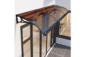 ZAZRLW Window Awning Door Canopy, Door Awnings Exterior, Awning for Door Window Exterior, Front Door Canopy with Aluminum Bracket for UV, Rain and Snow Protection-Brown-60x180cm/24"x71"
