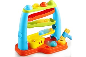 lalalark Kids Pound Ball Learning Station with Hammer and Four-Level Track, Montessori Educational Toy, Easy-Grip Design, Birthday Baby Boy Girl Gift