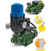 Moonshop Alman Su Pompası Bakır Sargı 0.70 Hp 0.55 Kw Paket Hidrofor Otomatik Sistem Su Pompası Qb60 Hediyeli