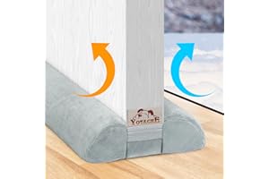 Yotache Draft Excluder for Doors 80cm, Right Angle Design-100% Fits Door, Adjustable Length, Washable Warm Plush Fabric for Reduce Noise Draught Dust, Grey
