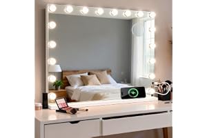 MIQU Hollywood sminkspegel med lampor 90 x 60 cm, 20 LED-belysning
