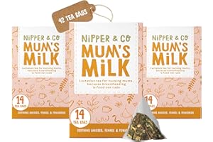 NIPPER&CO Nipper & Co, Mums Milk Breastfeeding Tea 3 Pack (42 Reusable Bags = 126 Cups) Tea for Nursing Mothers, Breast Feeding Breastmilk Tea, New Mum Gift Baby