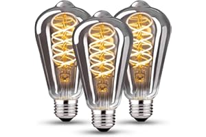 ‎KANQIAO Żarówka Edison Vintage E27, E27 LED Vintage ściemnialna 6W Żarówka E27 Led Ciepła Biel Żarówka Edison E27 Vintage Idealna do nostalgicznego i retro oświetlenia w domowym Café Bar - 3 sztuki