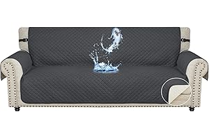 Ystyle Funda Cubre Sofa 4 Plazas - Impermeable Fundas Sofa Verano, Protector Sofa para Gatos Arañazo y Perros Mascotas, Fundas para Sofa Antideslizante Antimanchas Lavable, Gris Oscuro