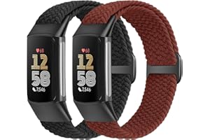 XANS Cinturino elastico intrecciato compatibile con Fitbit Charge 5/Fitbit Charge 6 per donne e uomini, Cinturino di ricambio sportivo in nylon regolabile e traspirante per Fitbit Charge 6 Charge 5