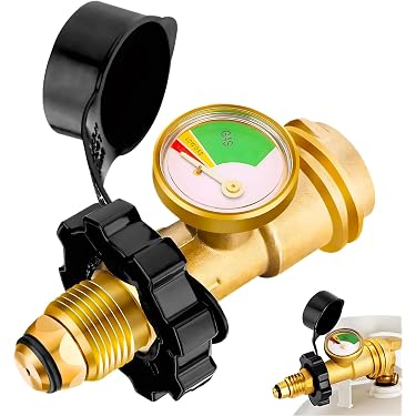 Propane Tank Gauge With Brass Adapter – RV Gas Level Meter For Grill, BBQ, Or Camping-1145000