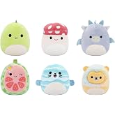 Squishmallows Micromallows SQMM0010-6'lı paket, s&uuml;per yumuşak mini, 6,5 cm pel&uuml;ş fig&uuml;rler, Floyd, Leonard, Noah, Lena, Dane &amp;