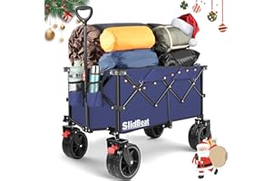SLIDBEAT Festival Trolley with Big Universal Wheels 200L, Pull Along Heavy Duty Camping Trolley Cart with Rebound Handle, Folding Wagon Garden Cart, Collapsible Wagon Outdoor Garden Picnic Shopping Fishing