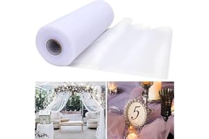 IVEOPPE Rouleau de Tulle 30 Cm X 91,4 M,Chemin de Table de Décoration en Tulle de Mariage 100 Mètres Tulle Ruban Rouleaux,Blanche Tissu Tulle pour Bricolage Tutu Jupe Mariage Chemin de Table Décoration