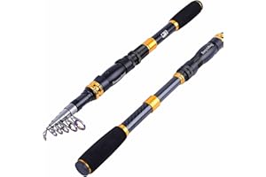 Sougayilang Telescopic Fishing Rod - 24 Ton Carbon Fiber Ultralight Fishing Pole with CNC Reel Seat, Portable Retractable Handle, Stainless Steel Guides for Bass Salmon Trout Fishing