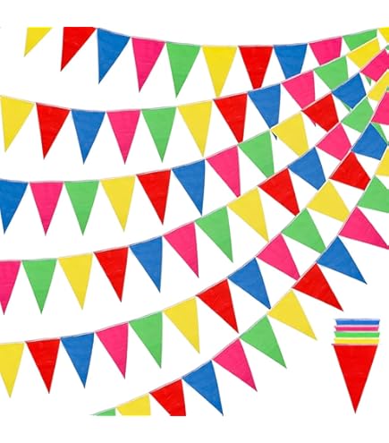 3 Ghirlande Bandierine Multicolore - 12m Totali, 36 Bandierine | Per Feste, Compleanni, Matrimoni, Esterne - Foto 4