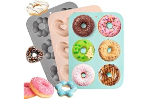 AKONE Donut bakform, 3 stycken, silikonmunkbakform med 6 tråg, non-stick munkform bakplåt, munktillverkare, silikonformar bak