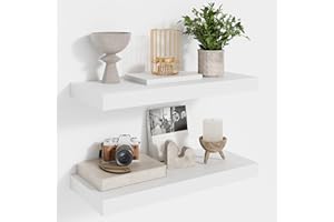 ‎FEIHORRM Feihorrm Wandregal Weiß, Schweberegal 2er Set, Regal 40 cm Breit, Wandboard 16.5 cm Tief, Regal aus MDF Holz, für Badezimmer, Schlafzimmer, Küche, Wohnzimmer, Weiß, 40 x 16.5 x 3.1 cm