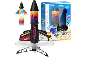 Hossom Razzo Spaziale Giocattolo, Razzo Motorizzato con Paracadute, Volante Giocattolo, Giochi da Giardino Esterno, Giocattoli per Regali Pasqua Natale