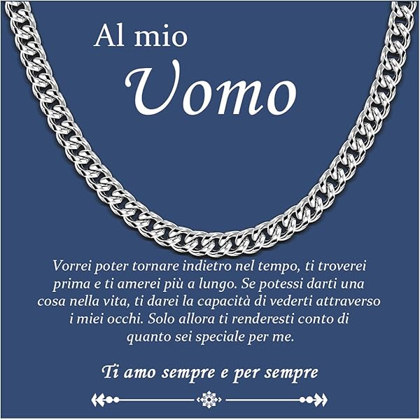 Collana Uomo Con Ciondolo Bussola - Regalo Per Figlio O Nipote Con Dedica Personalizzata
