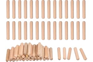 QUARKZMAN 90 Pcs Chevilles En Bois 5x30mm, Chevilles À Rainures, Extrémités Biseautées, Brun Clair, Bois Dur Séché, Pour Menuiserie, Meubles, Étagère