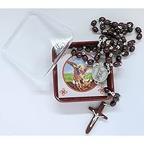 Rosario Di San Michele Arcangelo Blu - 50 Grani In Legno Con Medaglia, Made In Italy - Foto 3