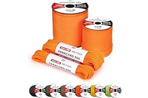 BROTREE Paracord 550 4mm 30M 100% Nylon Rope 7 Strands Type III Parachute Cord for Survival, Outdoor and DIY - 250kg Breaking Load (Orange)