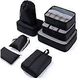 Meowoo 8 set Organizer Valigie Organizer Valigia Organizer Viaggio (Nero)