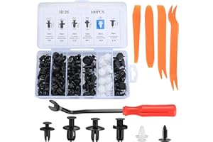 Ewwtrey 100 pezzi Rivetti in Plastica per Auto, Clip di Viti di Plastica Assetto Auto Kit per Carrozzeria Interni Auto Pannello Paraurti Porta, con Strumenti Rimozione Fissaggio