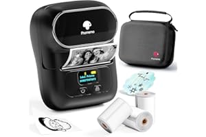 Phomemo M110 imprimantes d'étiquettes étiqueteuse Autocollante Bluetooth Portable Label Printer,Ensemble d'imprimante d'étiquettes Thermique avec 3 Rouleaux d'étiquettes et Un Sac de Rangement, Noir